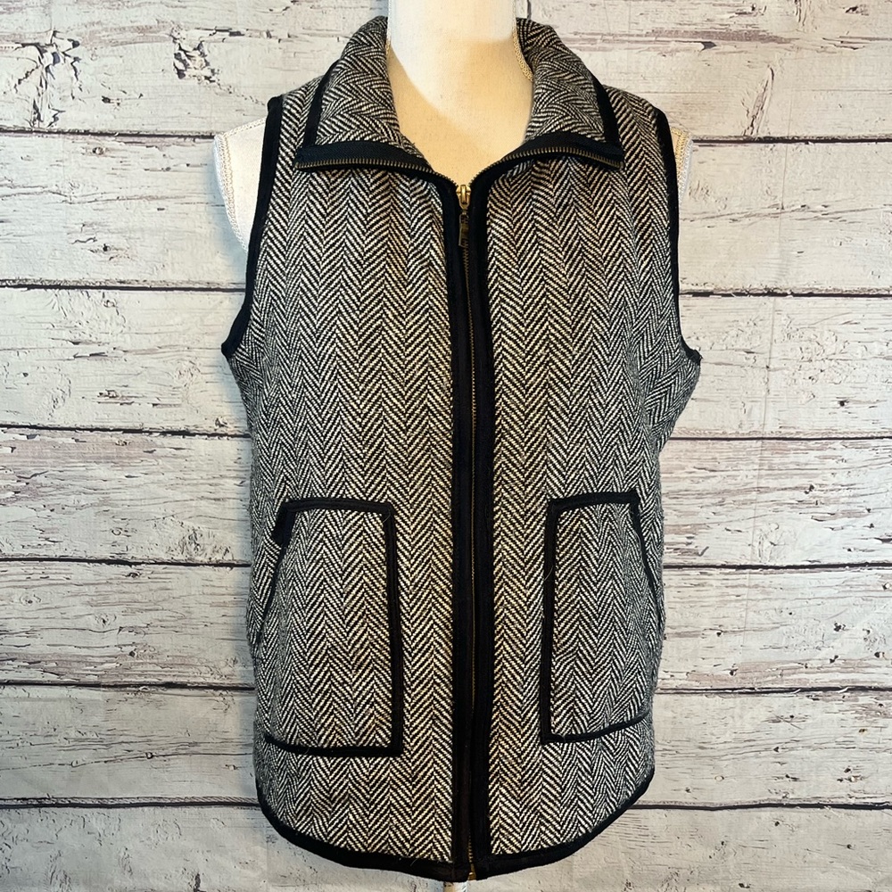 E2 CLOTHING Vest Insulated Black & White Herringbone-Medium